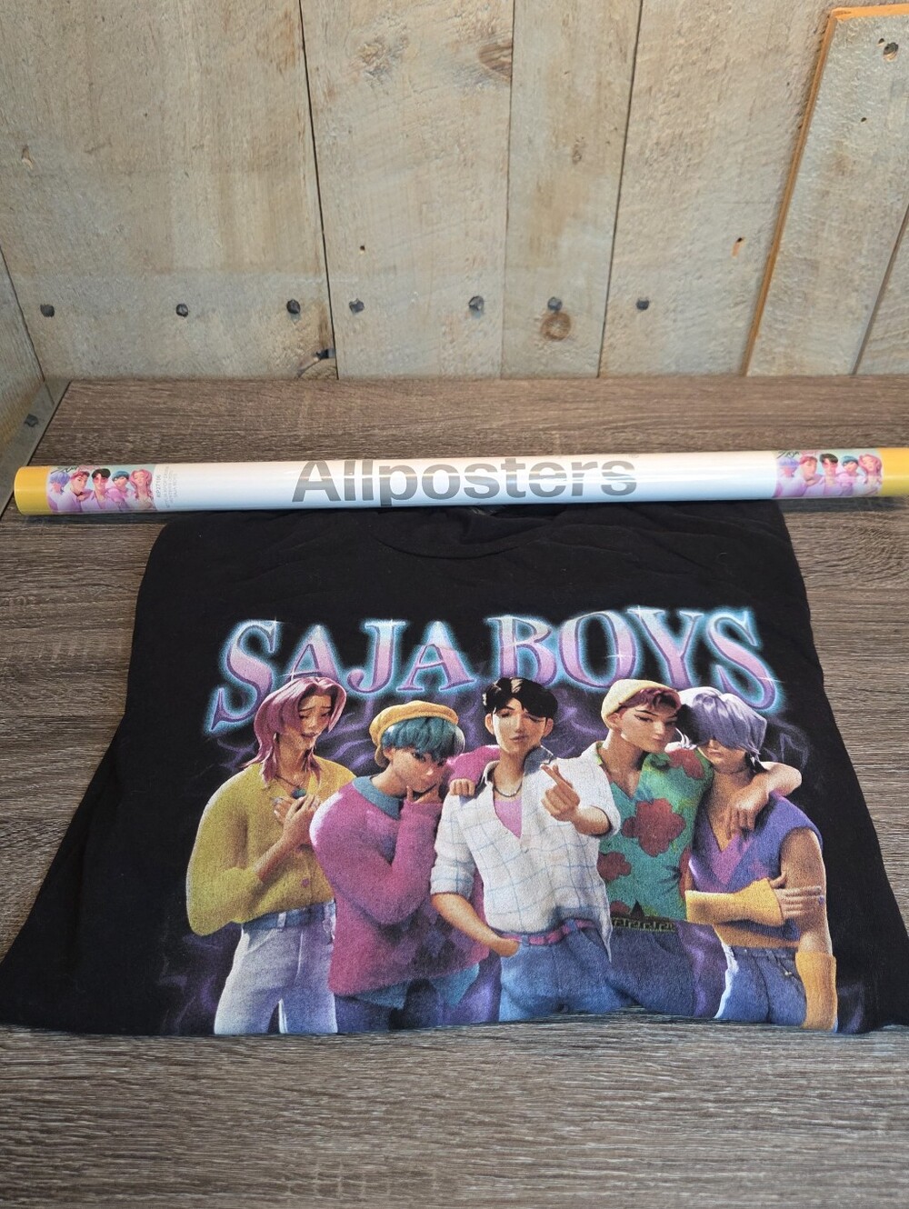 Saja Boys Kpop Demon Hunters Shirt Size Medium Unisex Fit  & Poster Bundle Gift